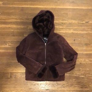 Wilson Leather Maroon Leather Hooded Jacket